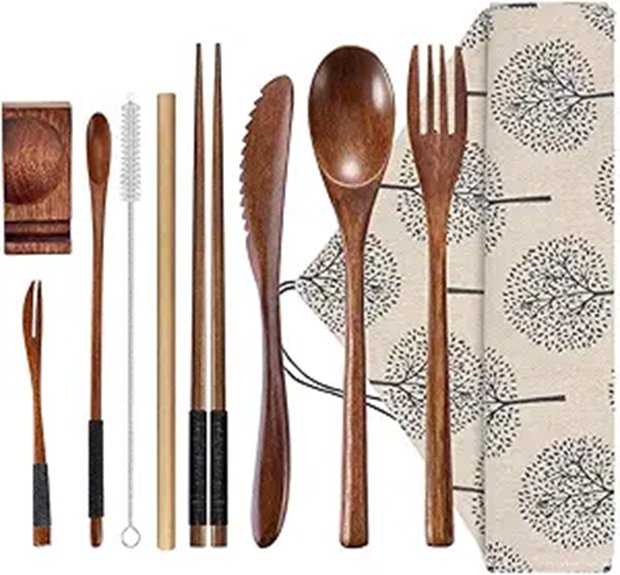 10 piece bamboo travel cutlery