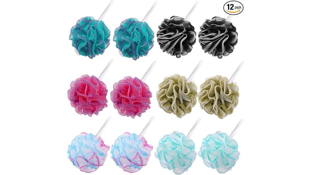 12 piece multi color loofah set