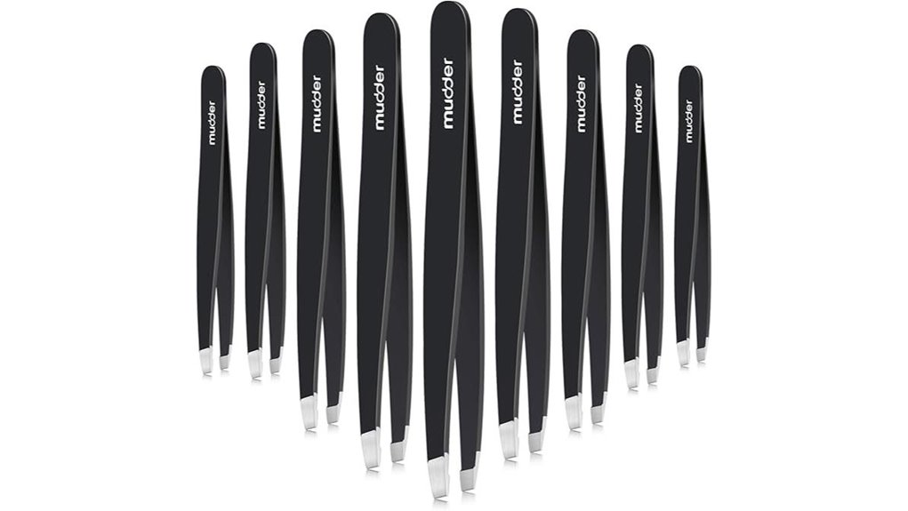 12 piece stainless black tweezers