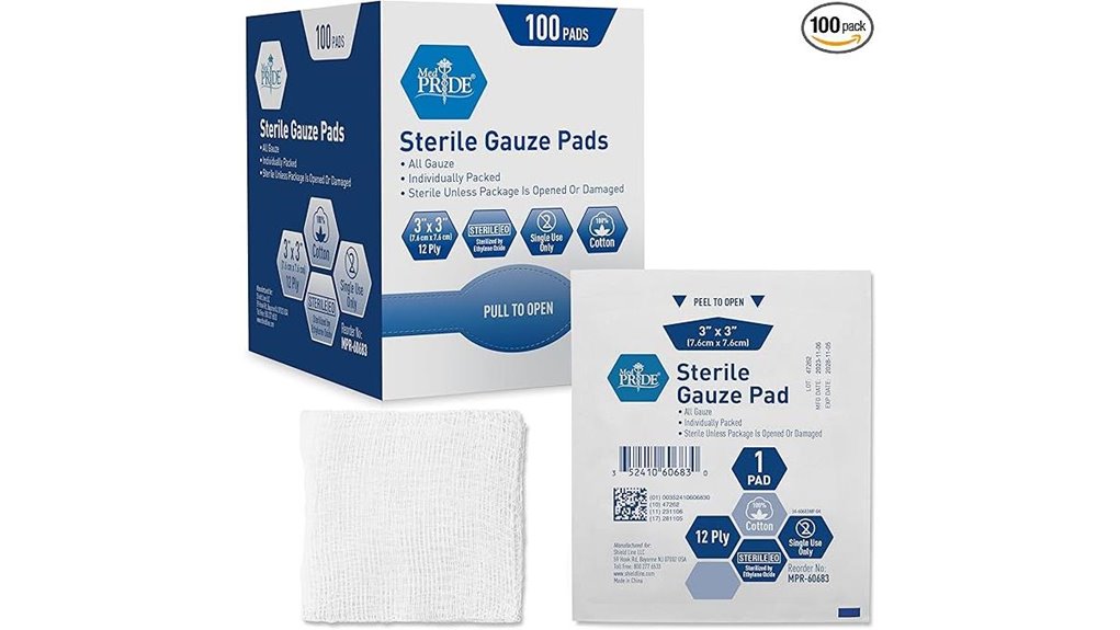 12 ply 3x3 gauze pads