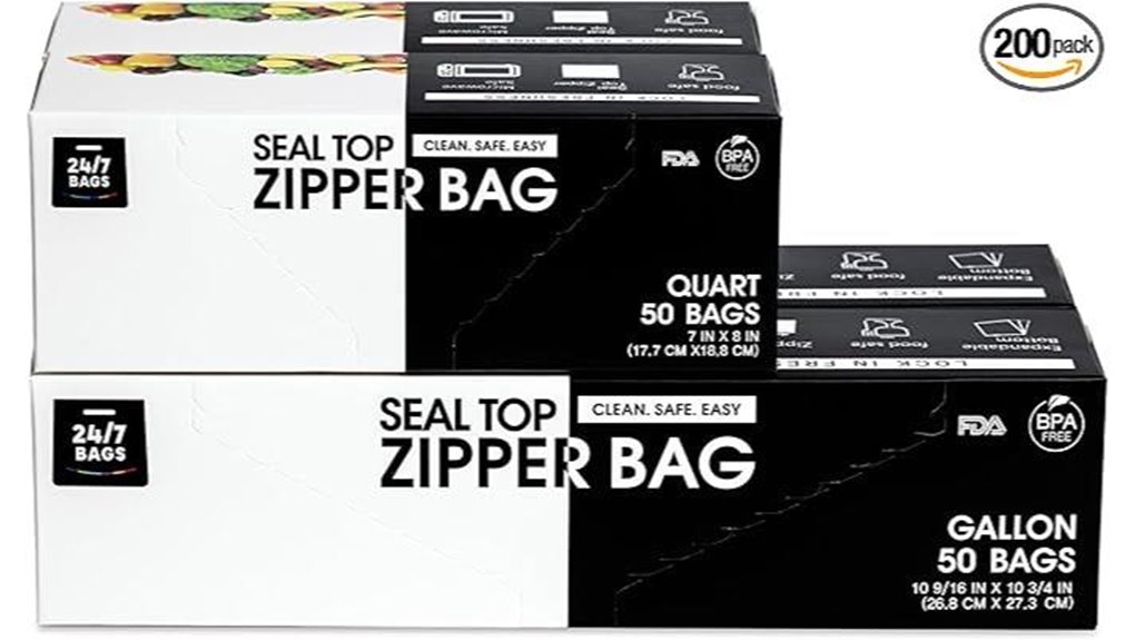 200 gallon quart food zipbags