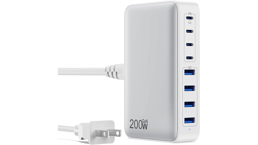 200w 8 port usb c gan