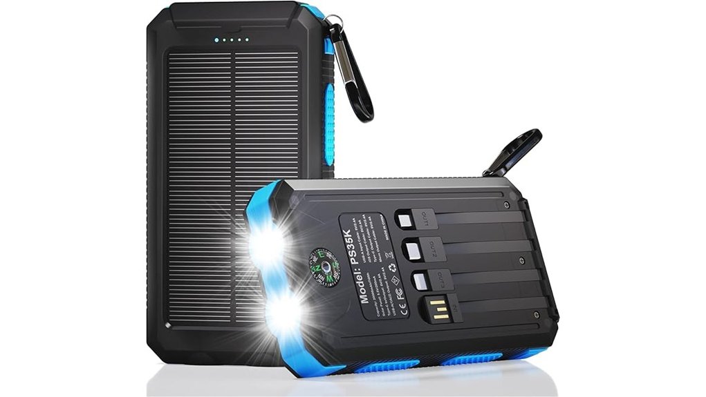 20 000mah solar powerbank dualflashlight