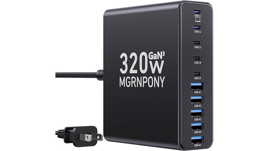 320w 10 port gan charger