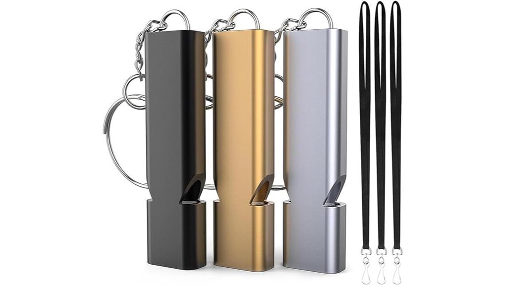 3 pack emergency whistles keychain