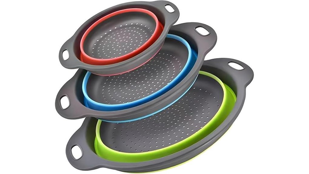 3 pack silicone collapsible strainers