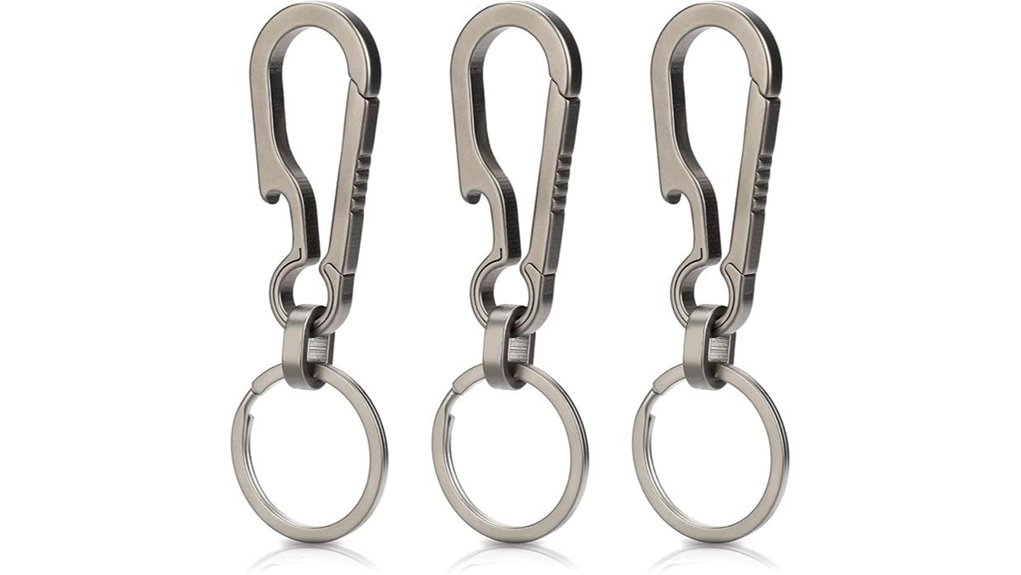 3 piece titanium carabiner keychain