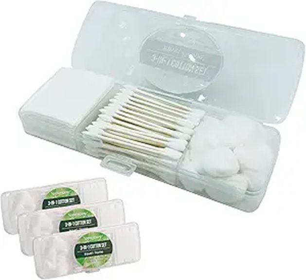 3 piece travel cotton swabs