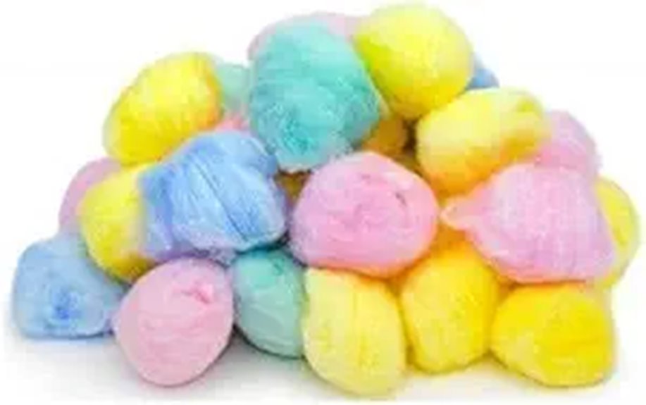 50 multicolored soft cottonballs
