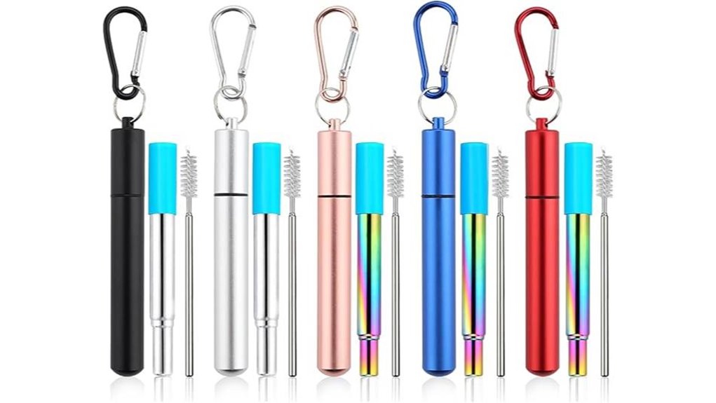 5 pack collapsible metal straws
