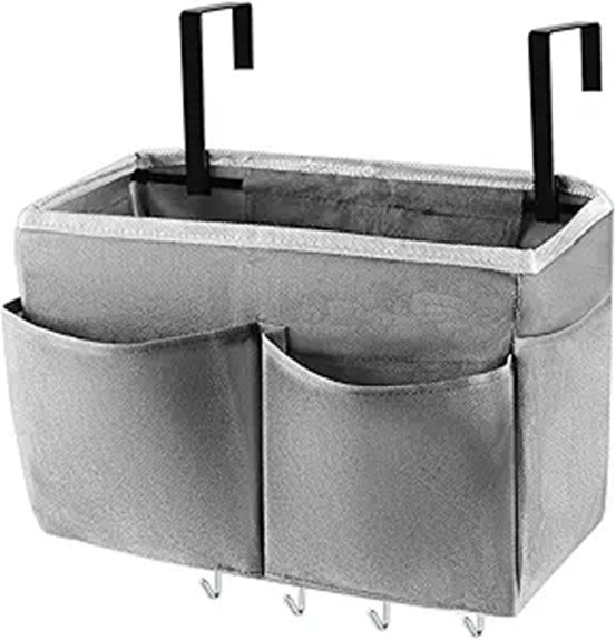 5 pocket bedside organizer hooks