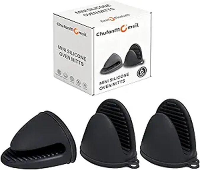 6 pack black silicone mitts