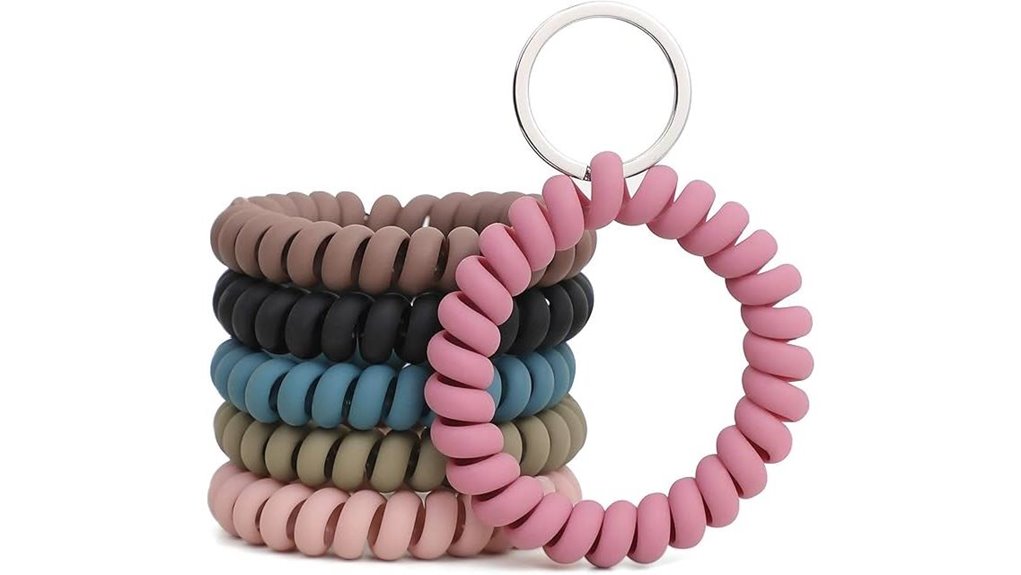 6 pack stretchable wristband keychain