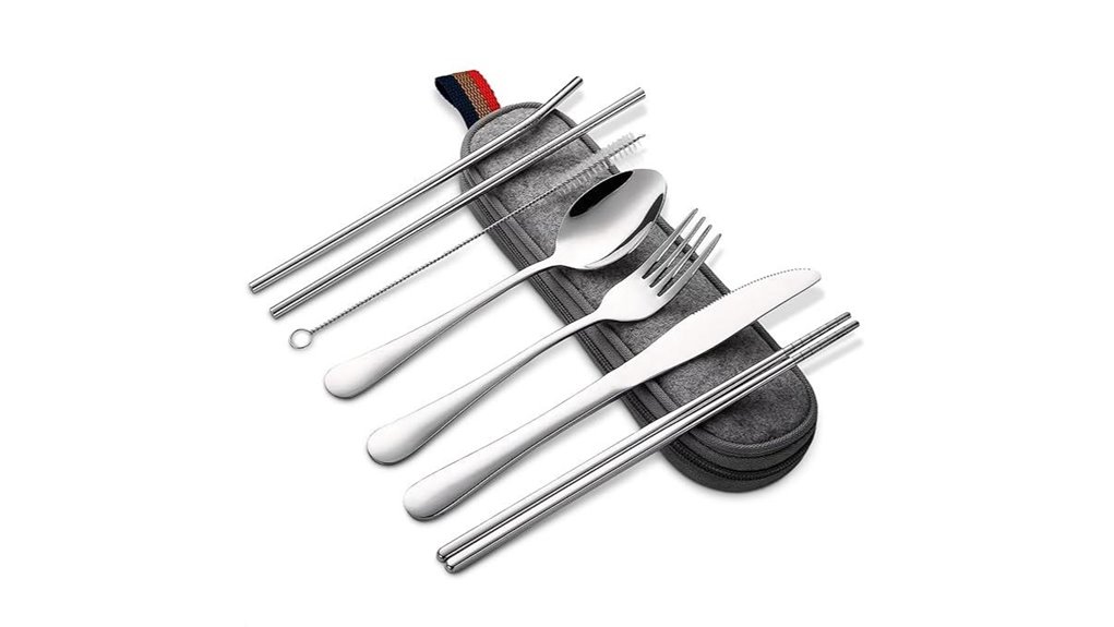 8 piece portable silverware set