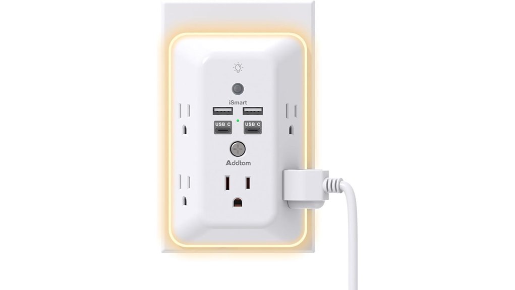 addtam five outlet usb c light