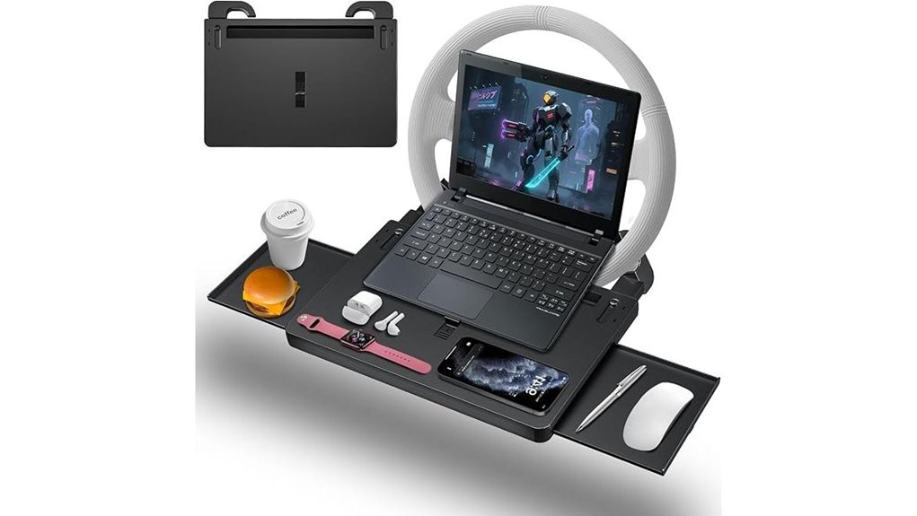 adjustable steering wheel tray