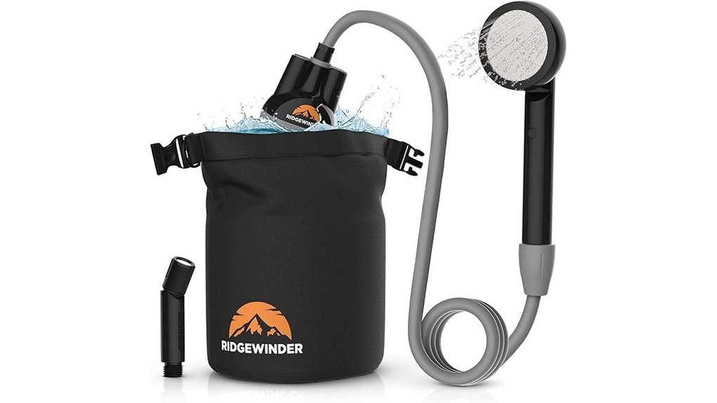 battery powered camping shower drybag