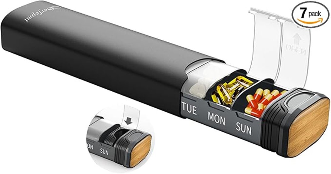 black 7 day aluminum organizer