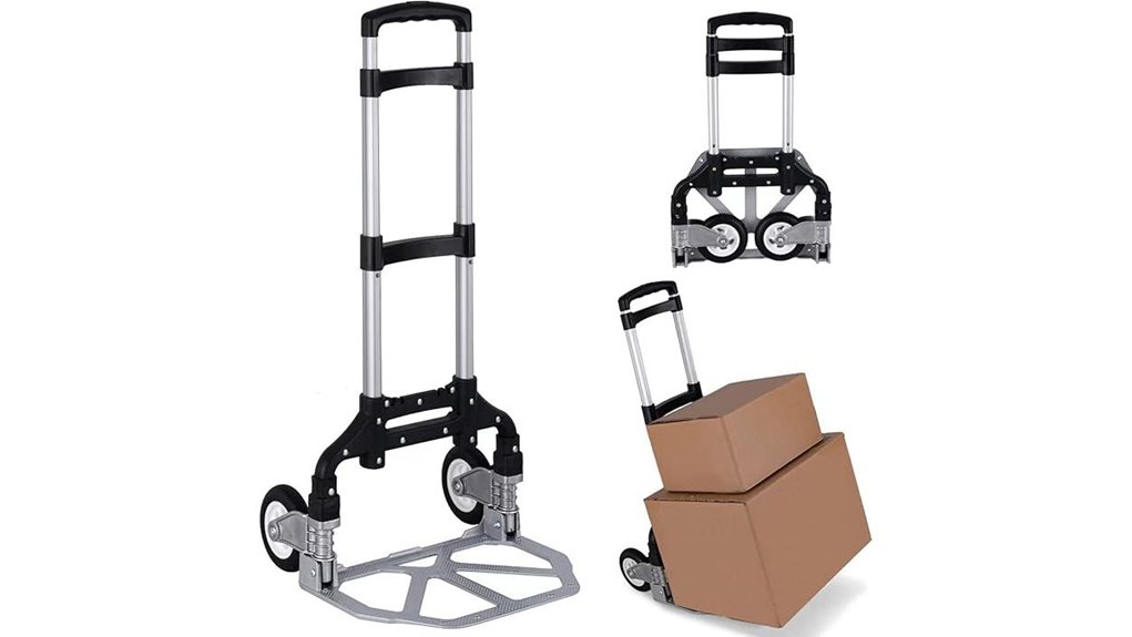 black folding aluminum handtruck