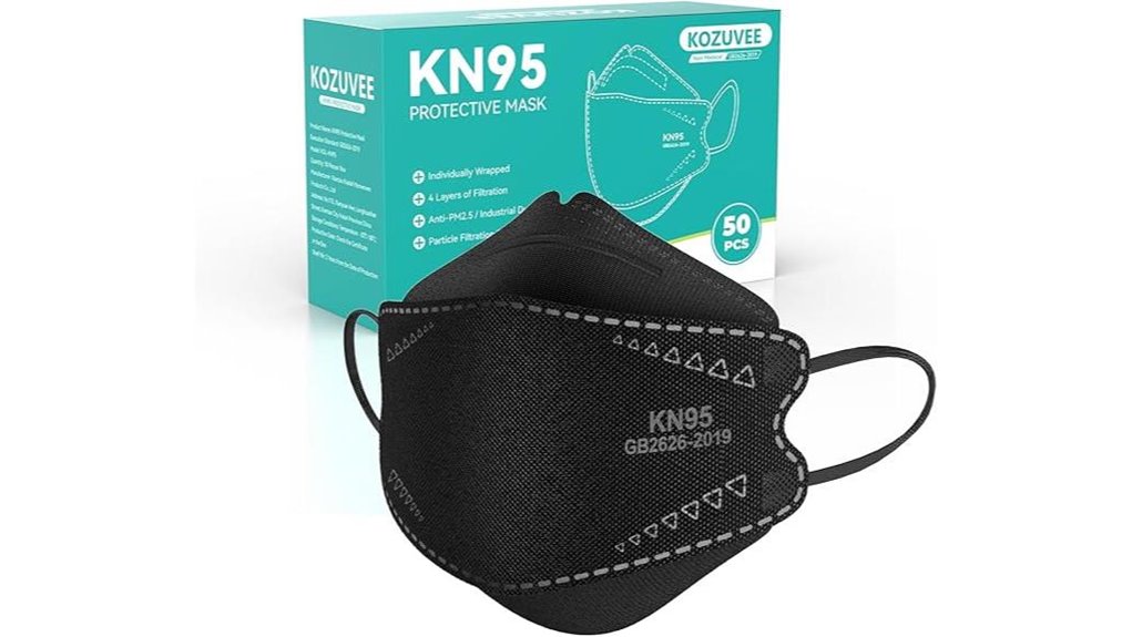 black kn95 disposable mask