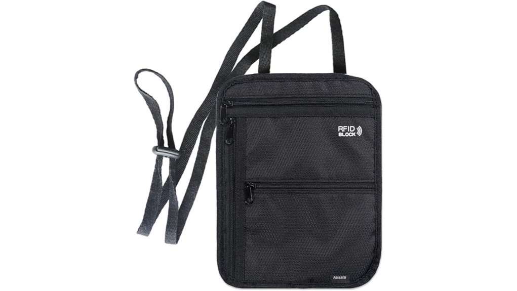 black rfid neck wallet