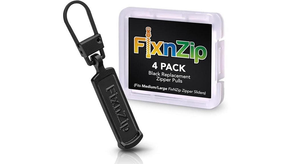 black zipper pull 4 pack