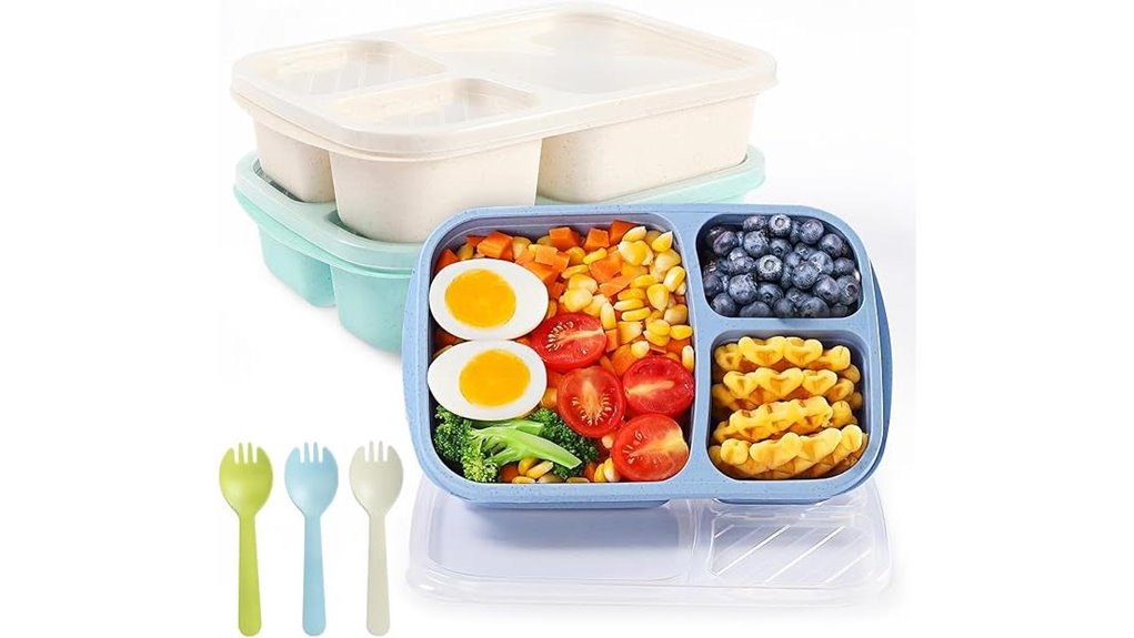 blue 3 compartment bento pack