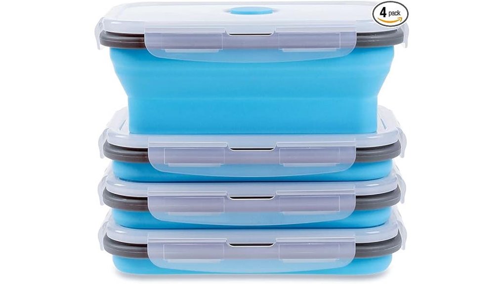 blue collapsible silicone containers
