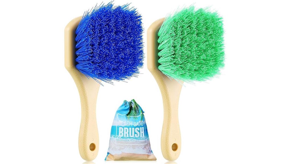 blue green beach brushes