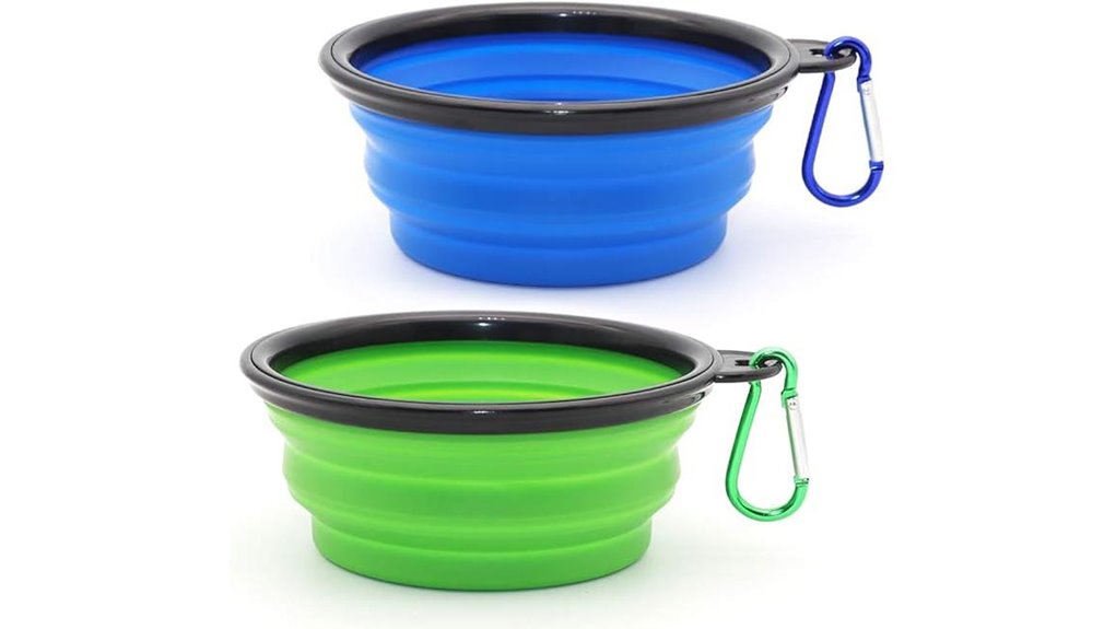blue green collapsible bowls