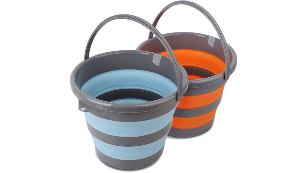 blue orange collapsible buckets