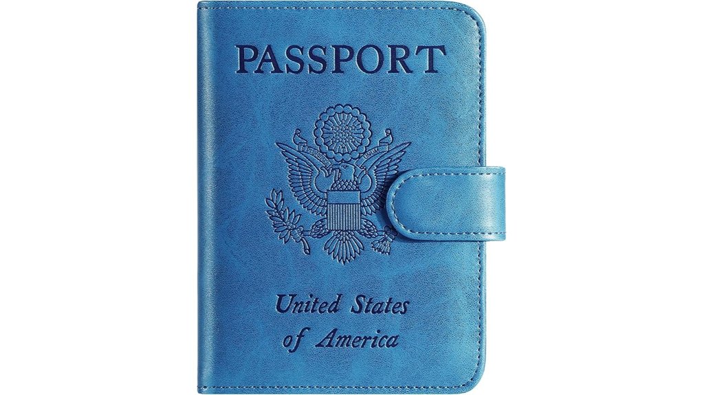 blue rfid leather passport