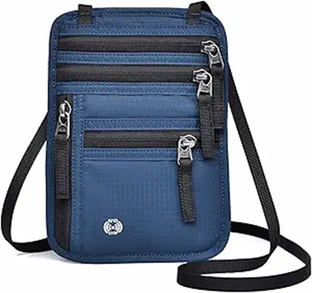 blue rfid neck wallet