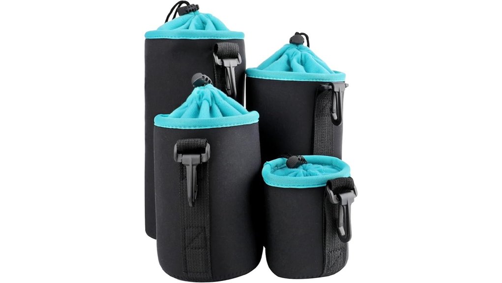 blue waterresistant 4 piece lens pouches