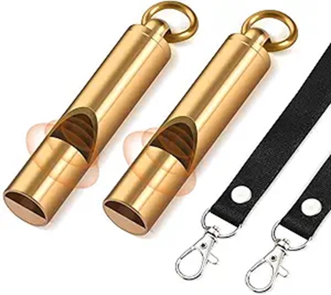 brass whistles dual lanyard