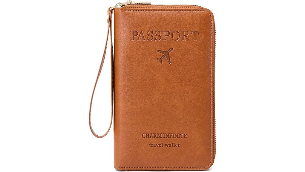 brown rfid passport wallet