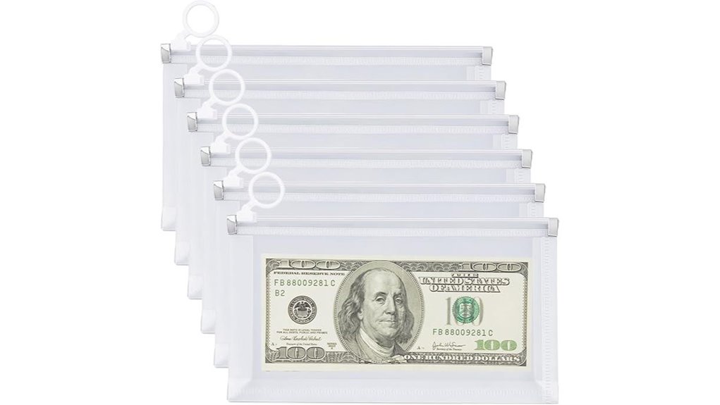 clear zipper cash bags