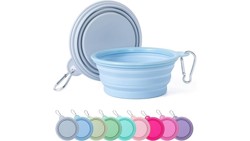 collapsible blue grey dog bowls