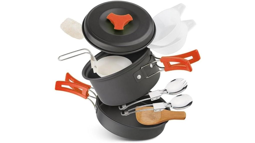 compact 12 piece camp cookware