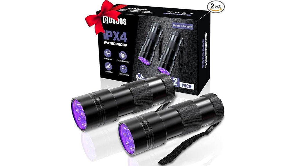 dual 12 led 395nm flashlights