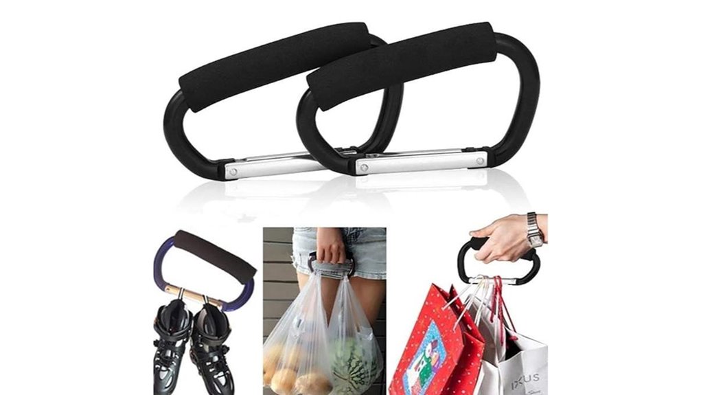 dual aluminum stroller hooks