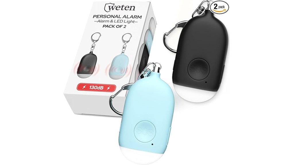 dual rechargeable alarm keychains