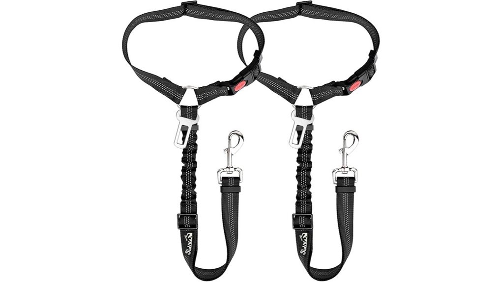 dual reflective dog seatbelt