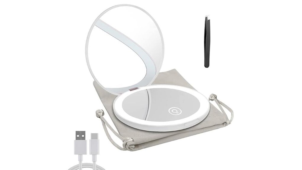 dual sided compact led mirror