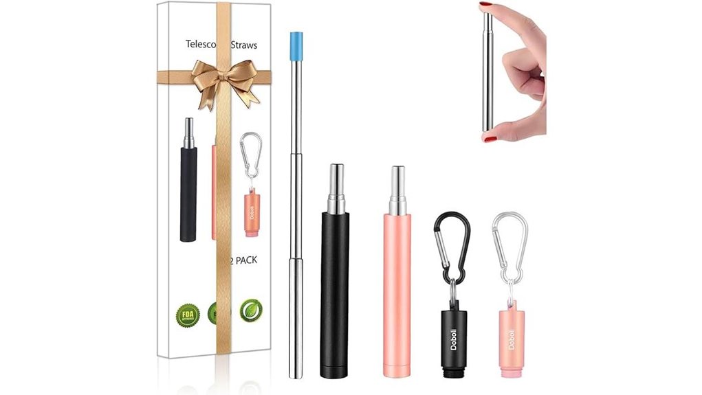 dual stainless collapsible straws