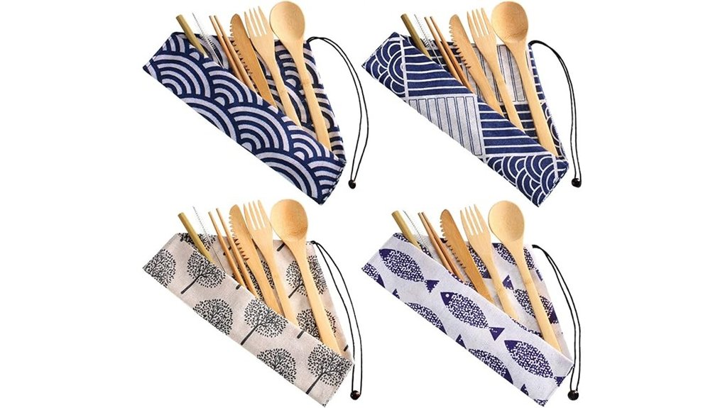 eco friendly 4 piece bamboo cutlery