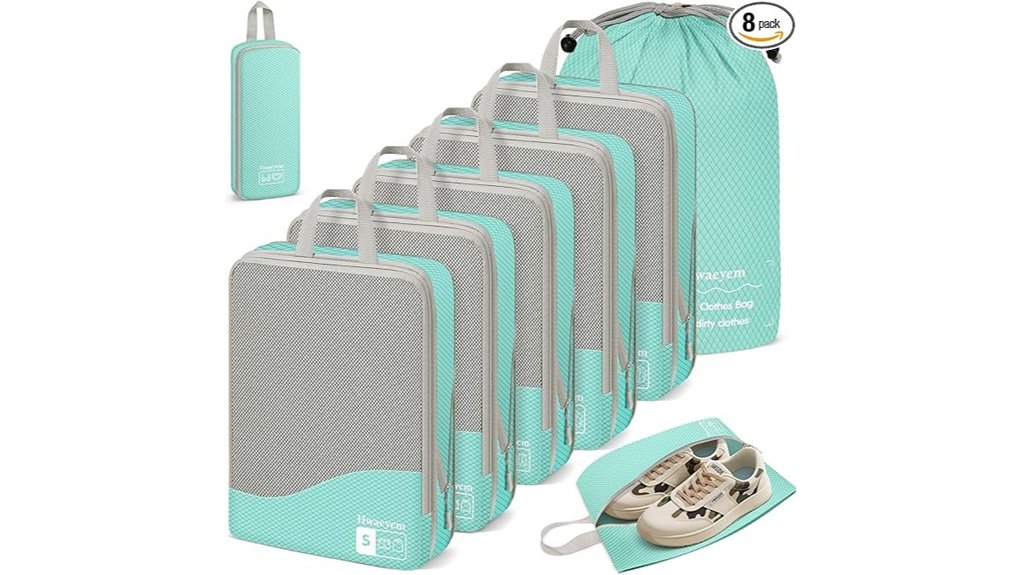 eight compression packing cubes