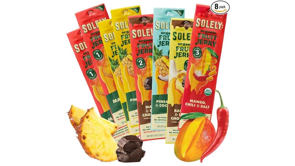 eight flavored organic fruit jerky