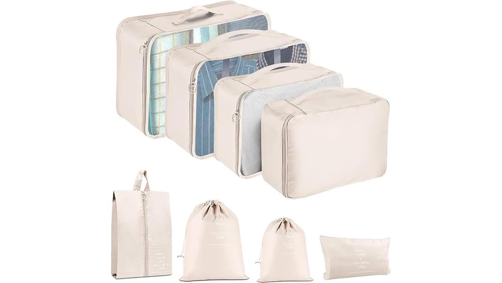 eight piece travel packing cubes