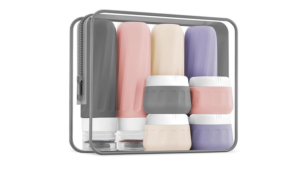 eight tsa approved travel bottles